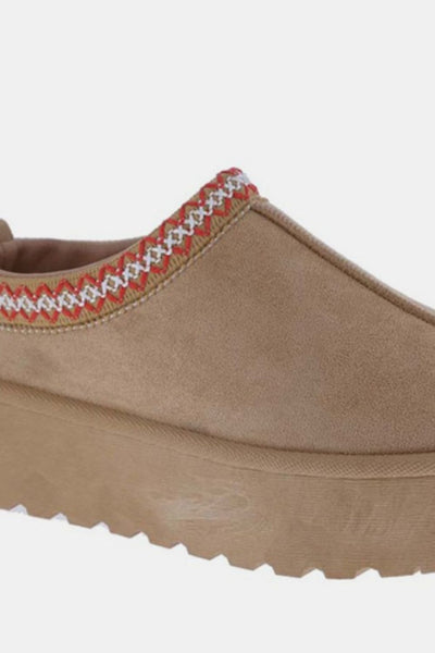 Platform Embroidered Trim Slip-On