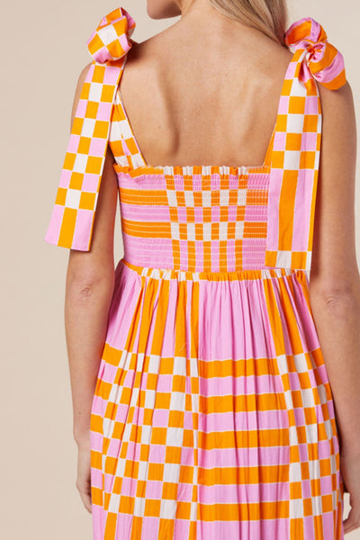 Color Block Tie Shoulder Dress