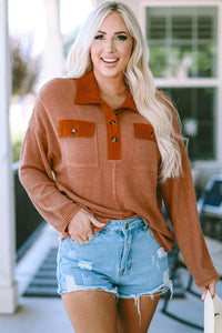 Half-Button Collared Long Sleeve