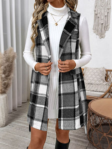 Tied Plaid Vest Coat