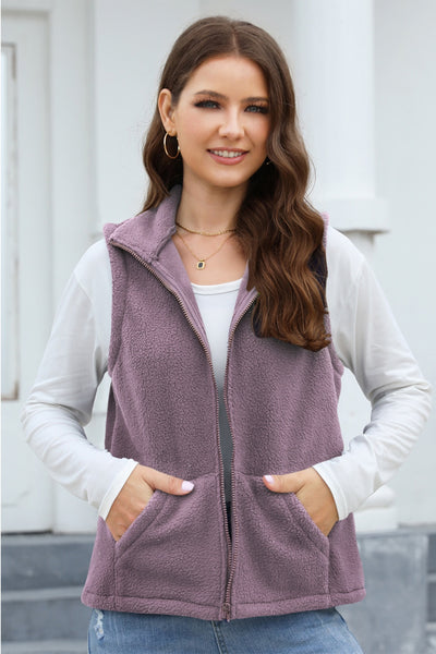 Zip Up Vest Coat with Pockets