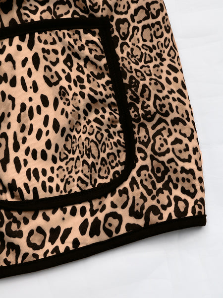 Leopard Open Front Long Sleeve Jacket