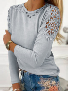 Full Size Cutout Round Neck Long Sleeve T-Shirt