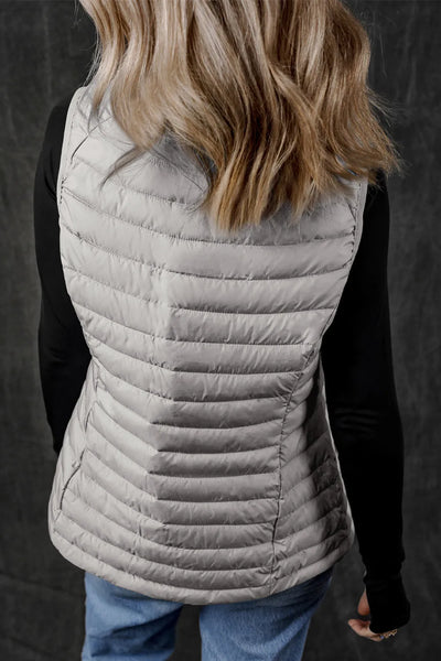 Pocketed Zip Up Vest Coat