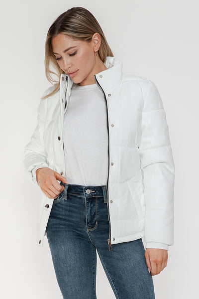 Pocketed Zip Up Turtleneck Puffer Jacket