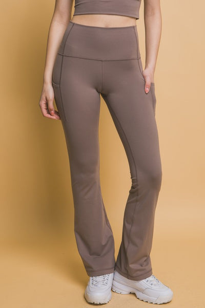 High Waist Flare Active Leggings with Side Pockets