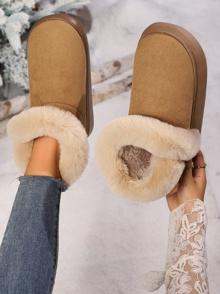 Faux Fur Round Toe Platform Boots