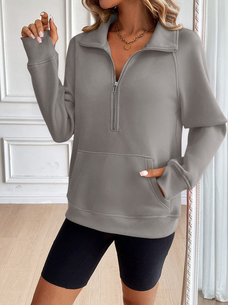 Half Zip Raglan Sleeve Sweatshirt