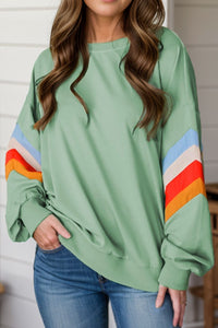 Contrast Round Neck Long Sleeve Sweatshirt