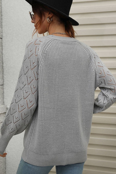 Rib-Knit Plunge Raglan Sleeve Cardigan