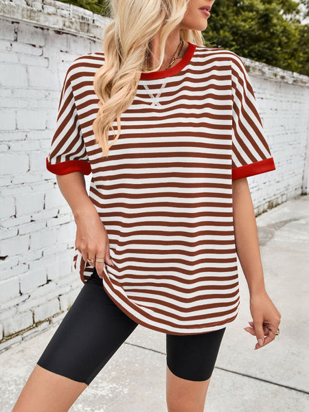 Striped Round Neck Half Sleeve T-Shirt