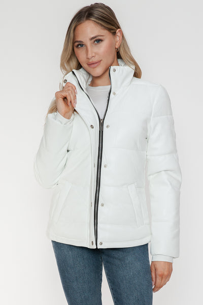 Pocketed Zip Up Turtleneck Puffer Jacket