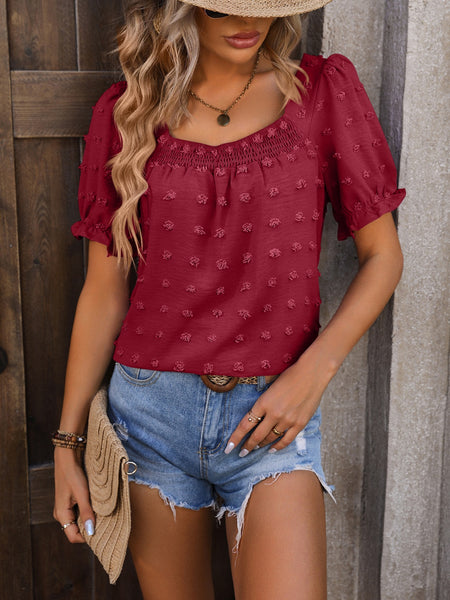 Dot Short Sleeve Blouse