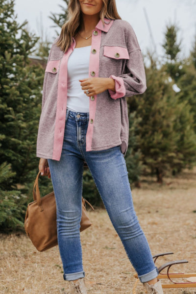 Contrast Trim Button Up