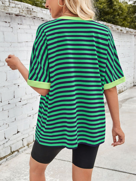 Striped Round Neck Half Sleeve T-Shirt