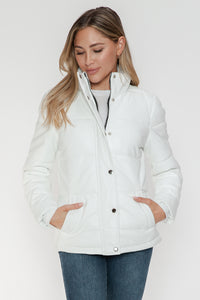 Pocketed Zip Up Turtleneck Puffer Jacket