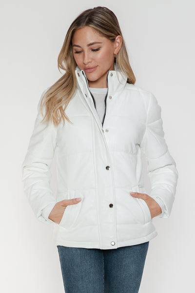 Pocketed Zip Up Turtleneck Puffer Jacket