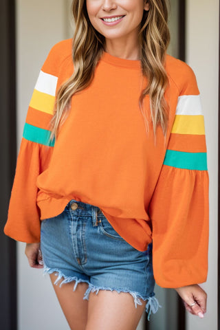 Contrast Round Neck Long Sleeve