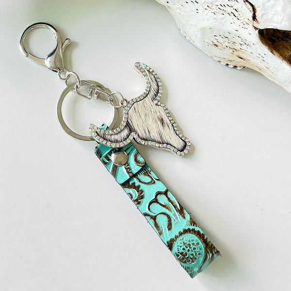 *Doorbuster* Rhinestone Bull Keychain