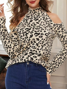 Leopard Cold-Shoulder Sweater