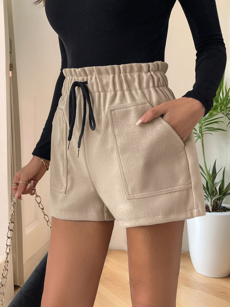 Frill Drawstring Shorts with Pockets