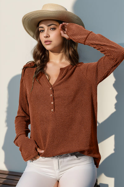 Notched Thumbhole Long Sleeve T-Shirt