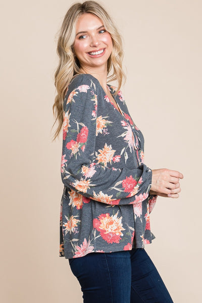 Babydoll Floral Long Sleeve Blouse