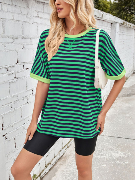 Striped Round Neck Half Sleeve T-Shirt