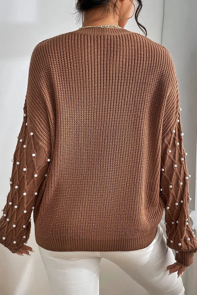 Detail Round Neck Long Sleeve Sweater