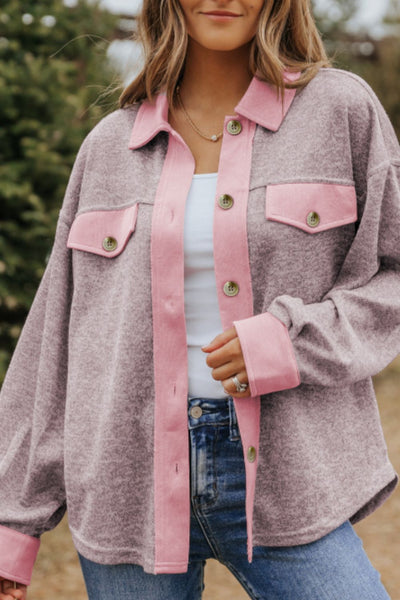 Contrast Trim Button Up