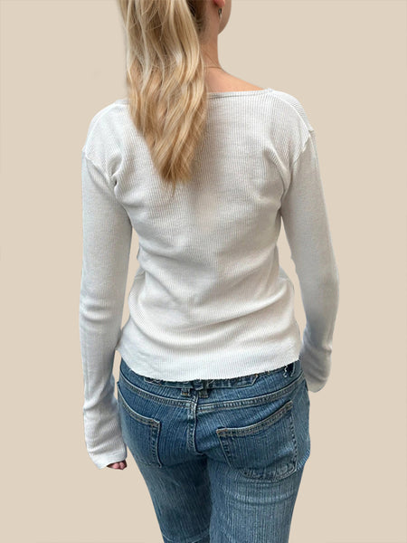 Quarter Button Long Sleeve T-Shirt