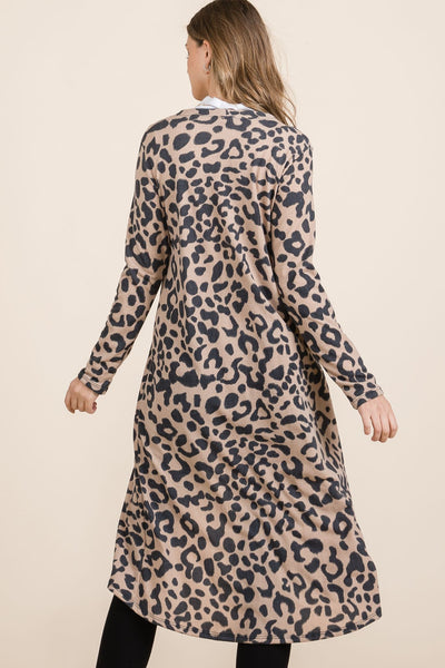 Leopard V-Neck Long Sleeve Cardigan