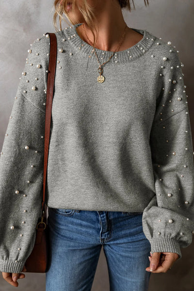 Detail Round Neck Long Sleeve Sweater