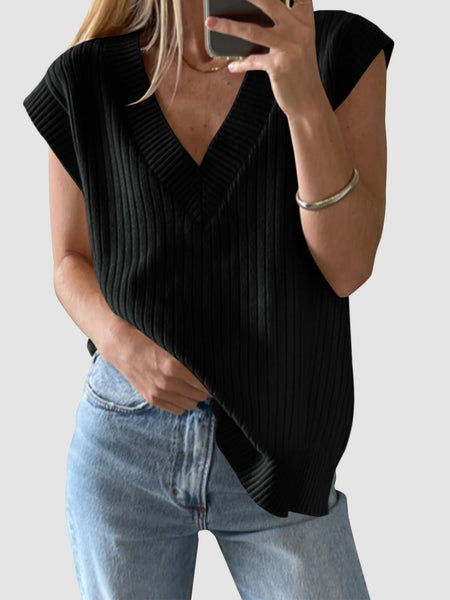 Ribbed V-Neck Sweater Vest