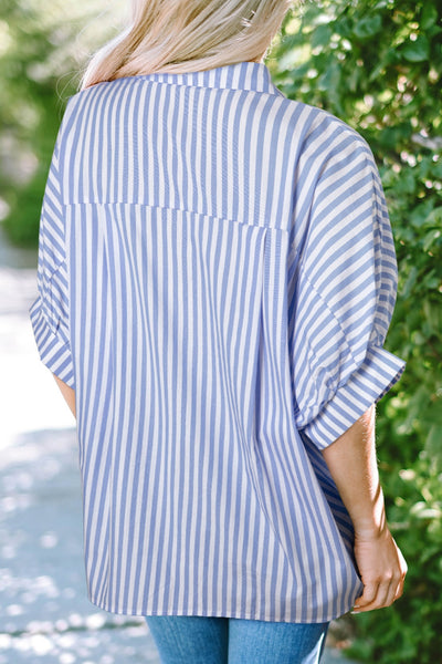 Striped Collared Neck Half Sleeve Shirt