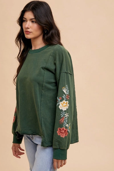 Annie Wear Embroidered Long Sleeve French Terry