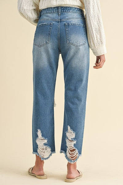 Wear Distressed Raw Hem Cropped Jeans