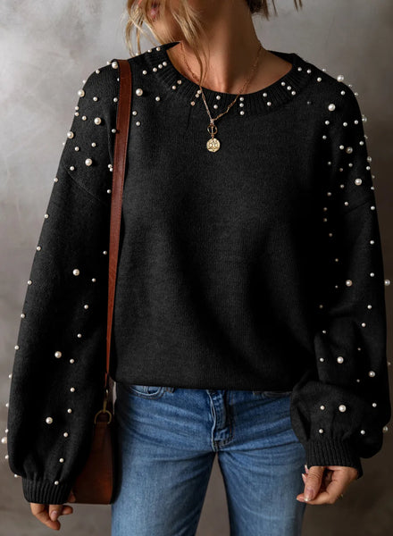 Detail Round Neck Long Sleeve Sweater