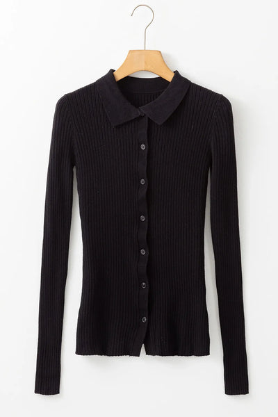 Button Up Collared Neck Cardigan