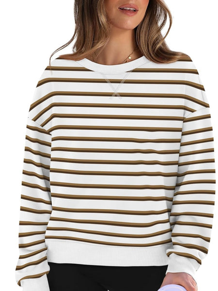 Striped Round Neck Long Sleeve Sweatshirt