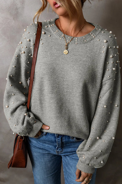 Detail Round Neck Long Sleeve Sweater