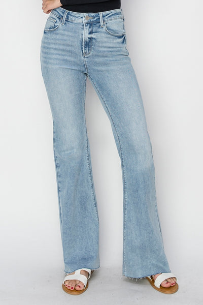 High Rise Raw Cut Hem Jeans