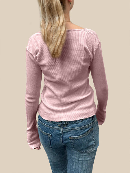 Quarter Button Long Sleeve T-Shirt