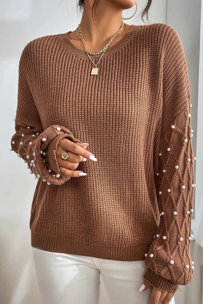 Detail Round Neck Long Sleeve Sweater