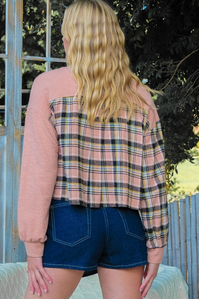 Plaid Mixed Cropped Jacket