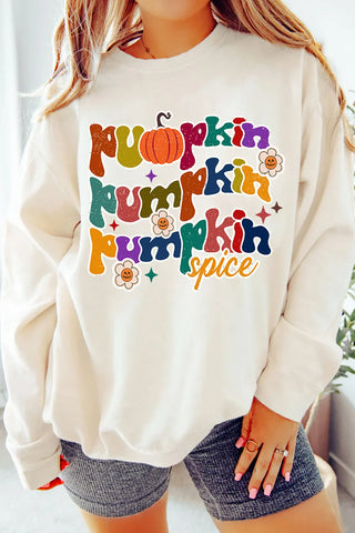 Letter Graphic Round Neck Long Sleeve Sweatshirt