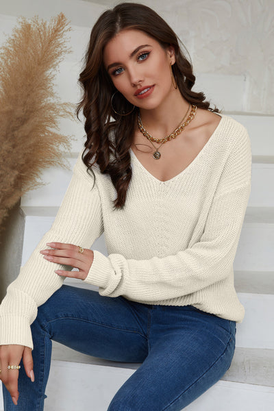 V-Neck Drop Shoulder Sweater