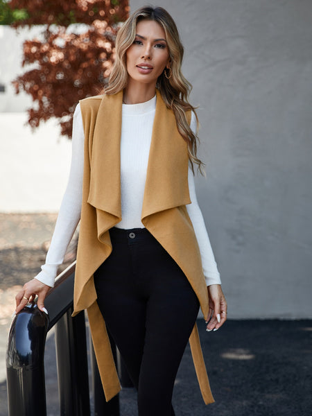 Tie Waist Vest Coat