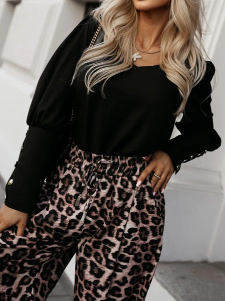 V-Neck Long Sleeve Blouse