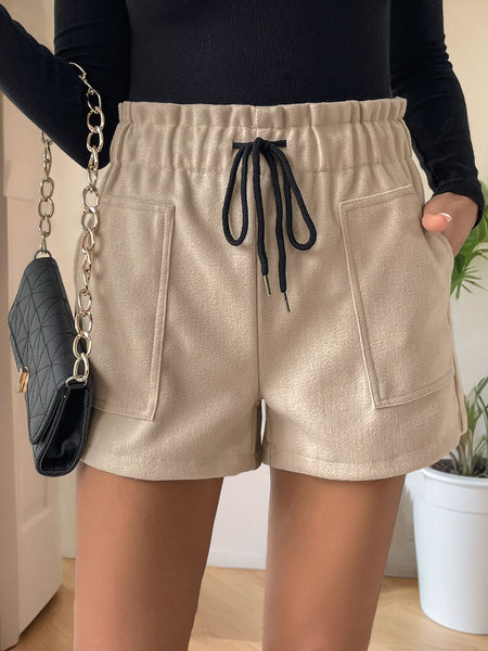 Frill Drawstring Shorts with Pockets